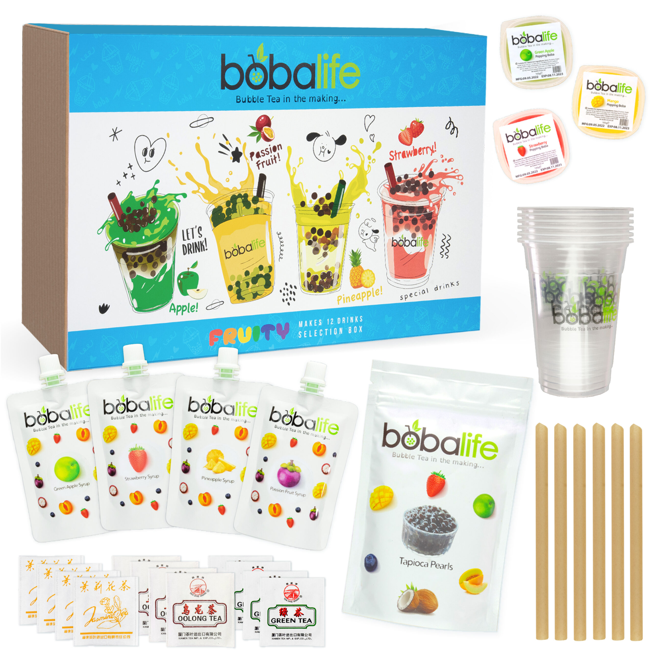 Fruity Bubble Tea Kit, 12 drinks