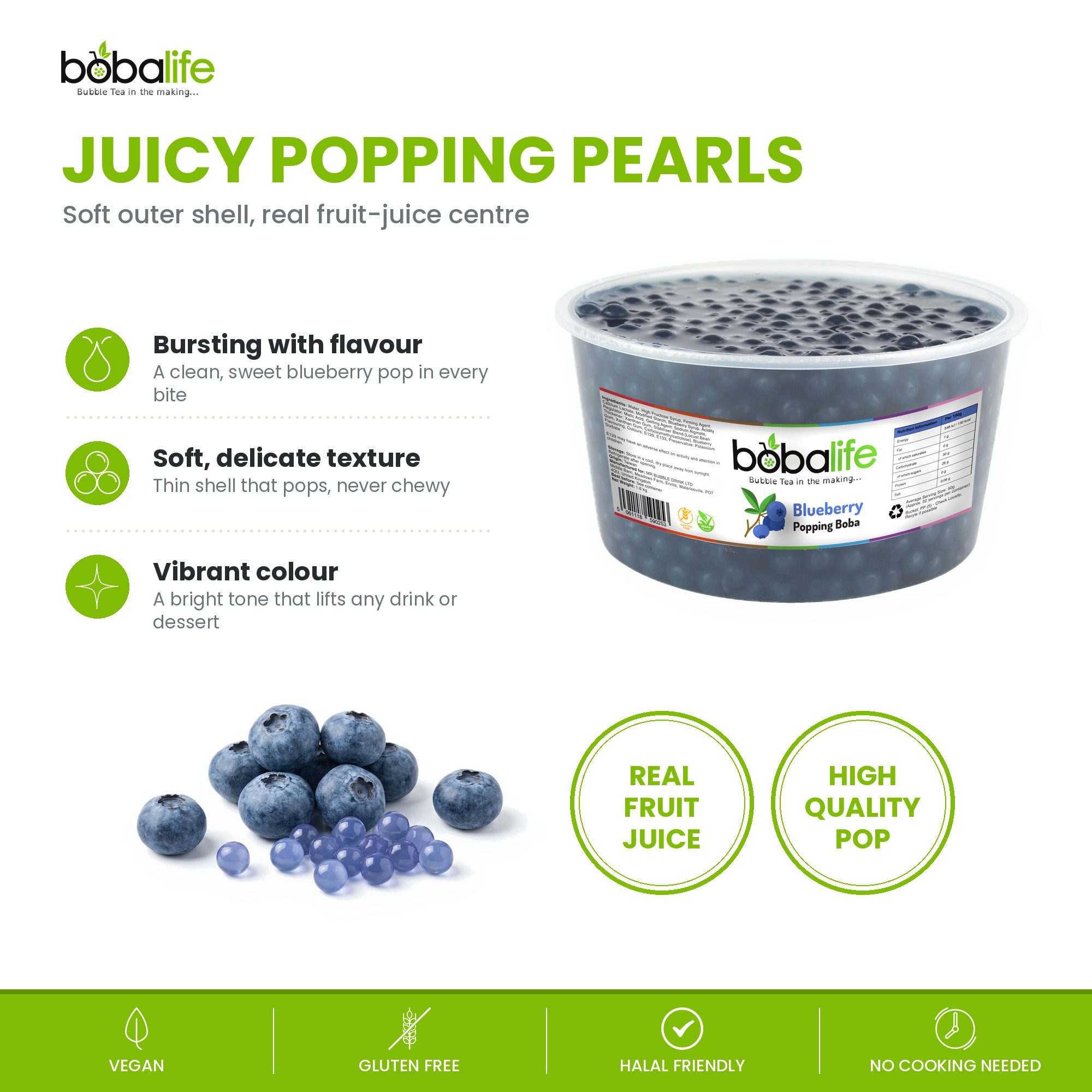 Blueberry Popping Boba (1.6kg tub) - Image 3