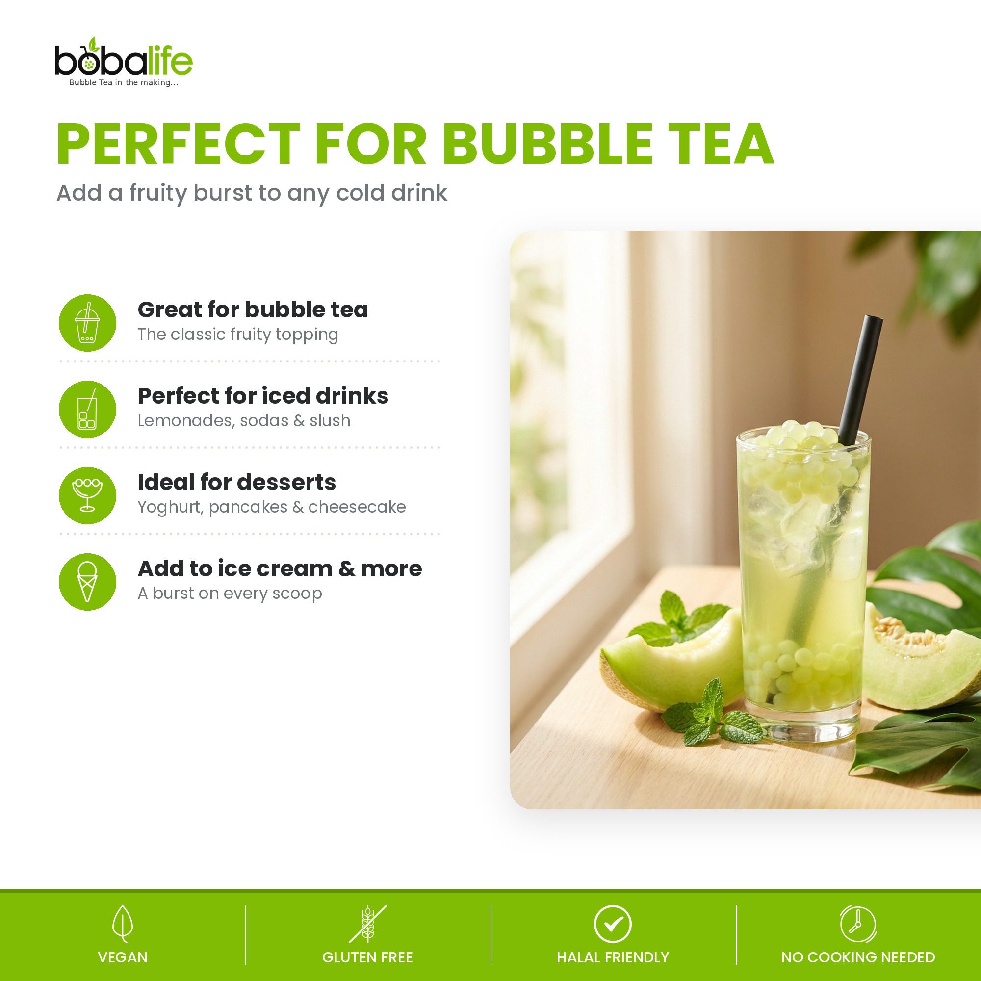 Honeydew Melon Popping Boba (1.6kg tub) - Image 4