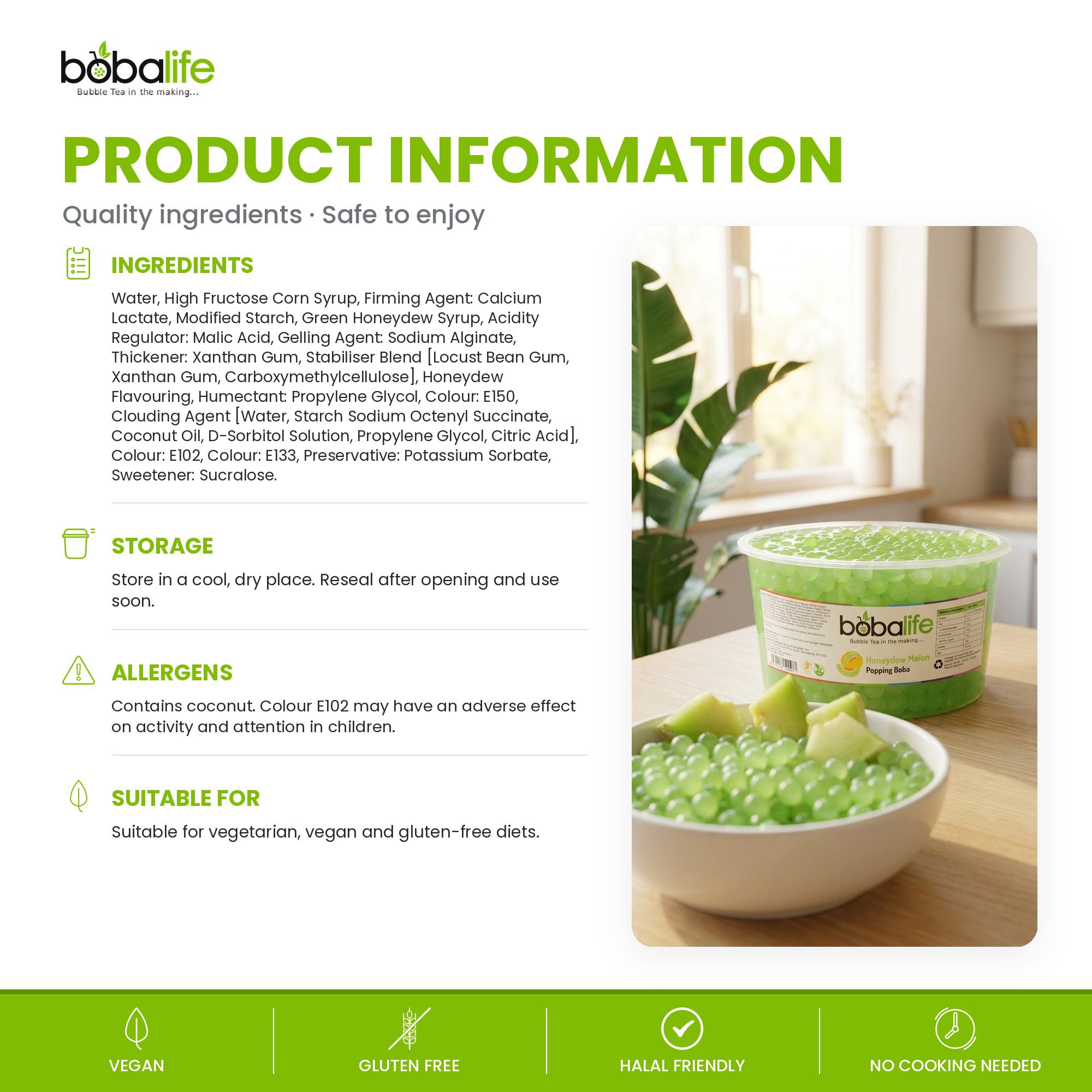 Honeydew Melon Popping Boba (1.6kg tub) - Image 6