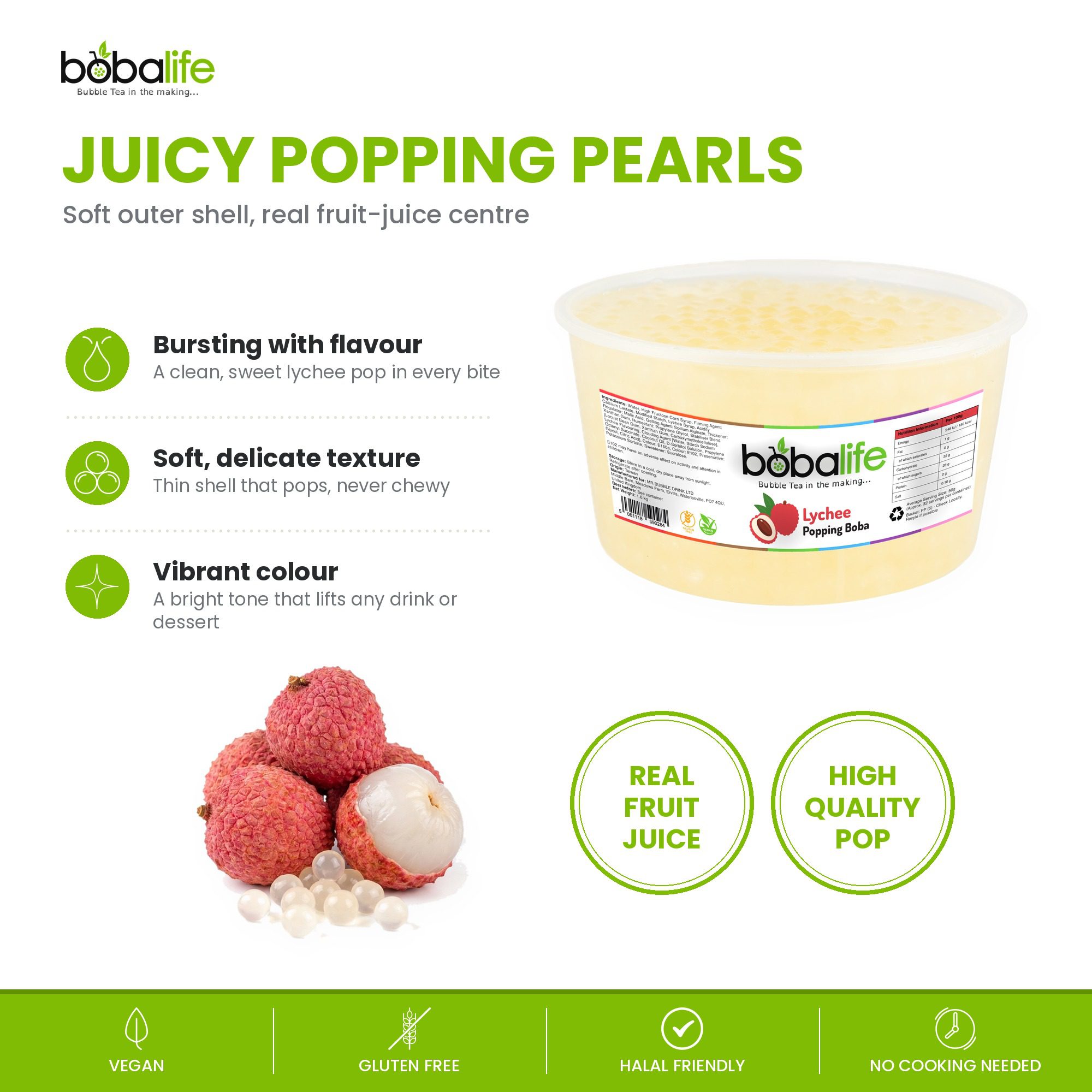 Lychee Popping Boba (1.6kg tub) - Image 3