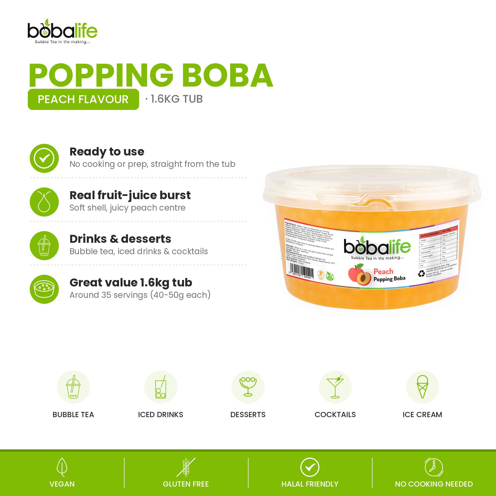 Peach Popping Boba (1.6kg tub) - Image 2