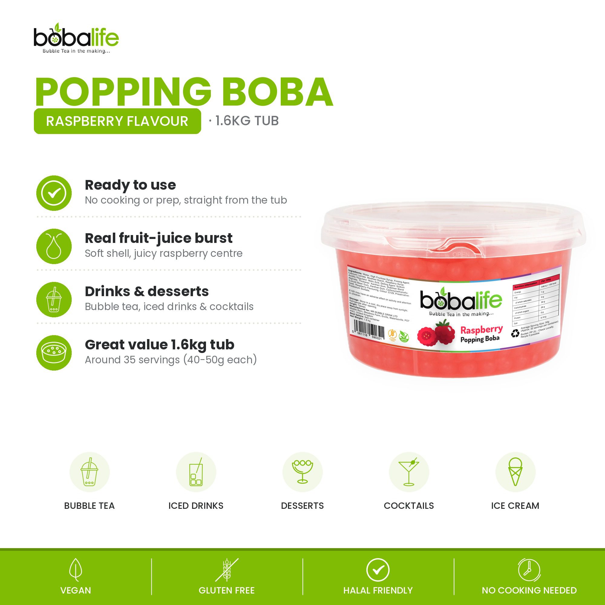 Raspberry Popping Boba (1.6kg tub) - Image 2