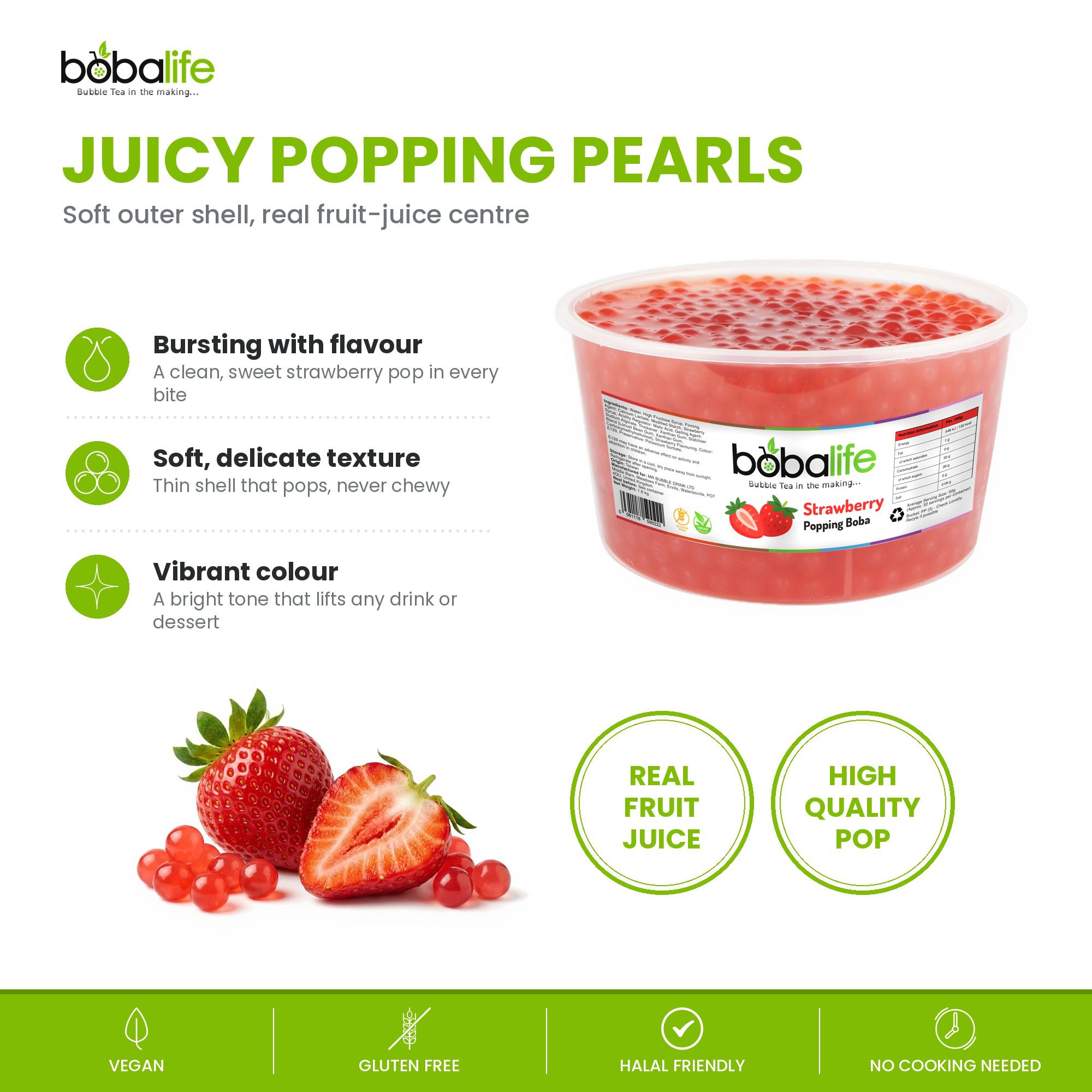 Strawberry Popping Boba (1.6kg tub) - Image 3
