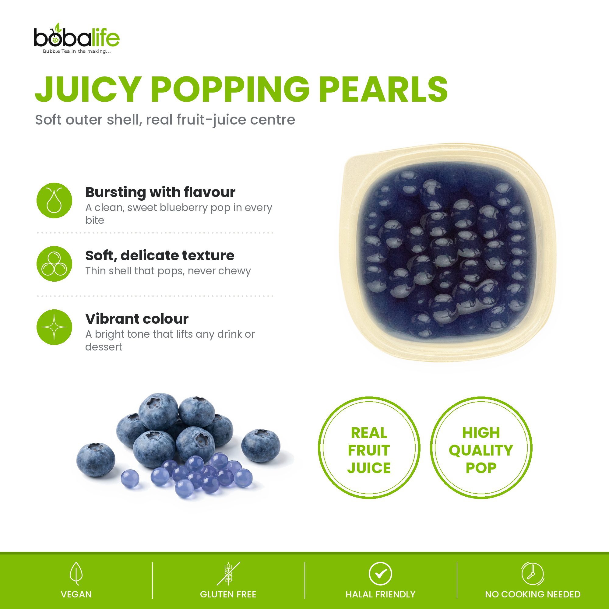 Blueberry Popping Boba (100g pot) - Image 3