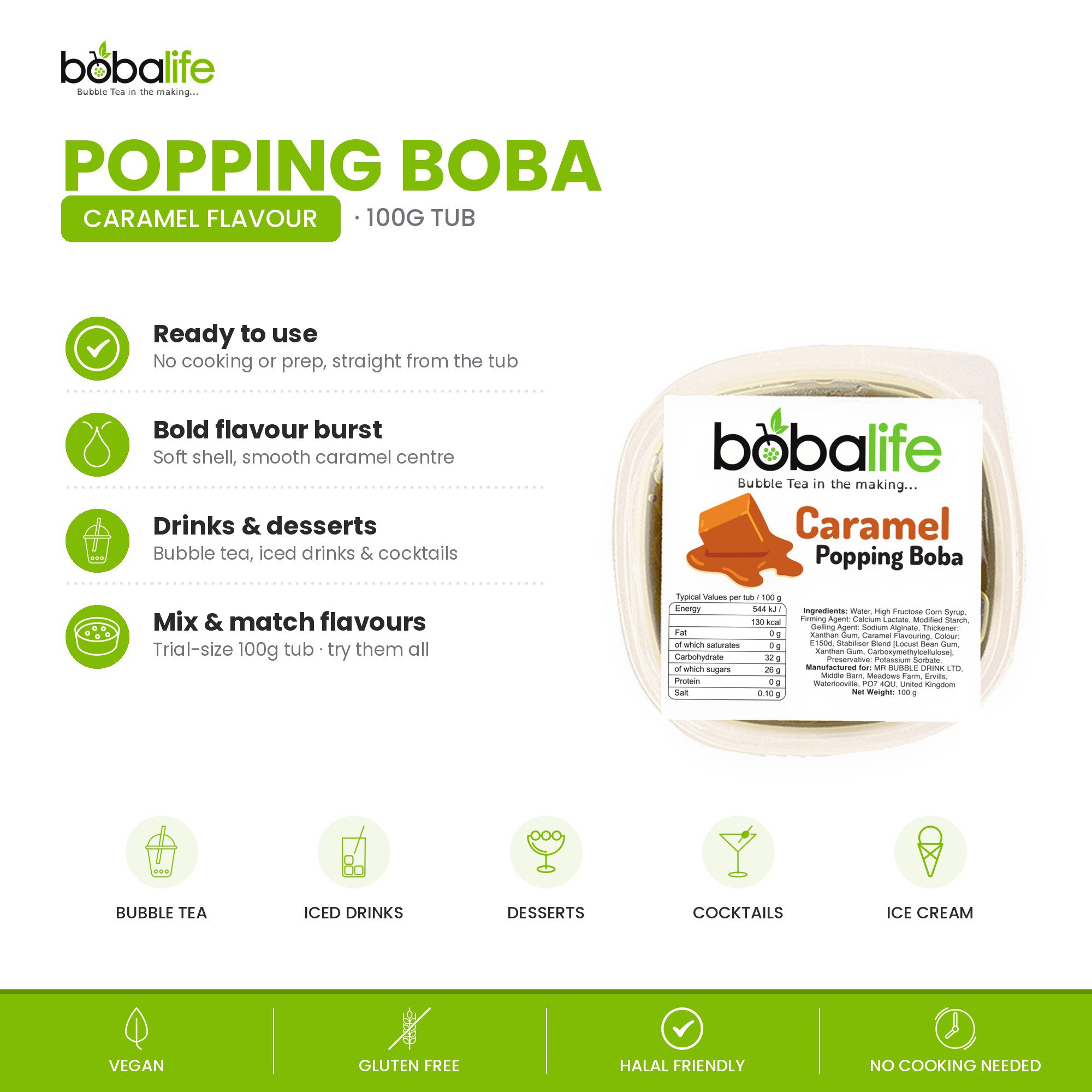 Caramel Popping Boba (100g pot) - Image 2