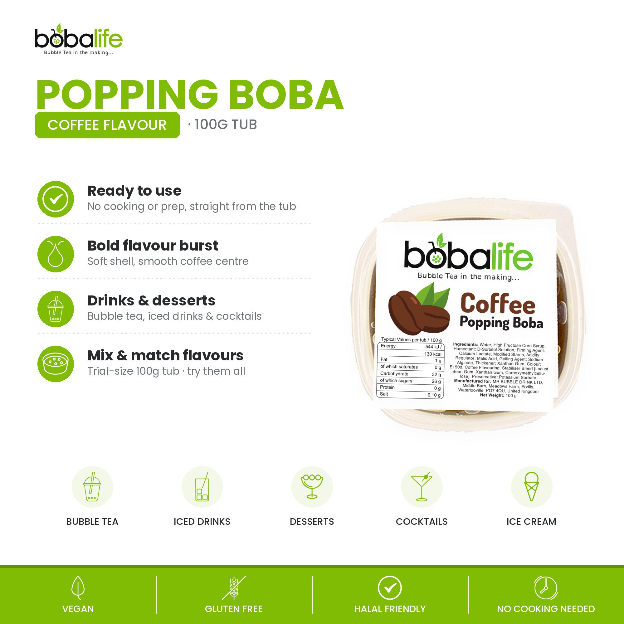 Coffee Popping Boba (100g pot) - Image 2