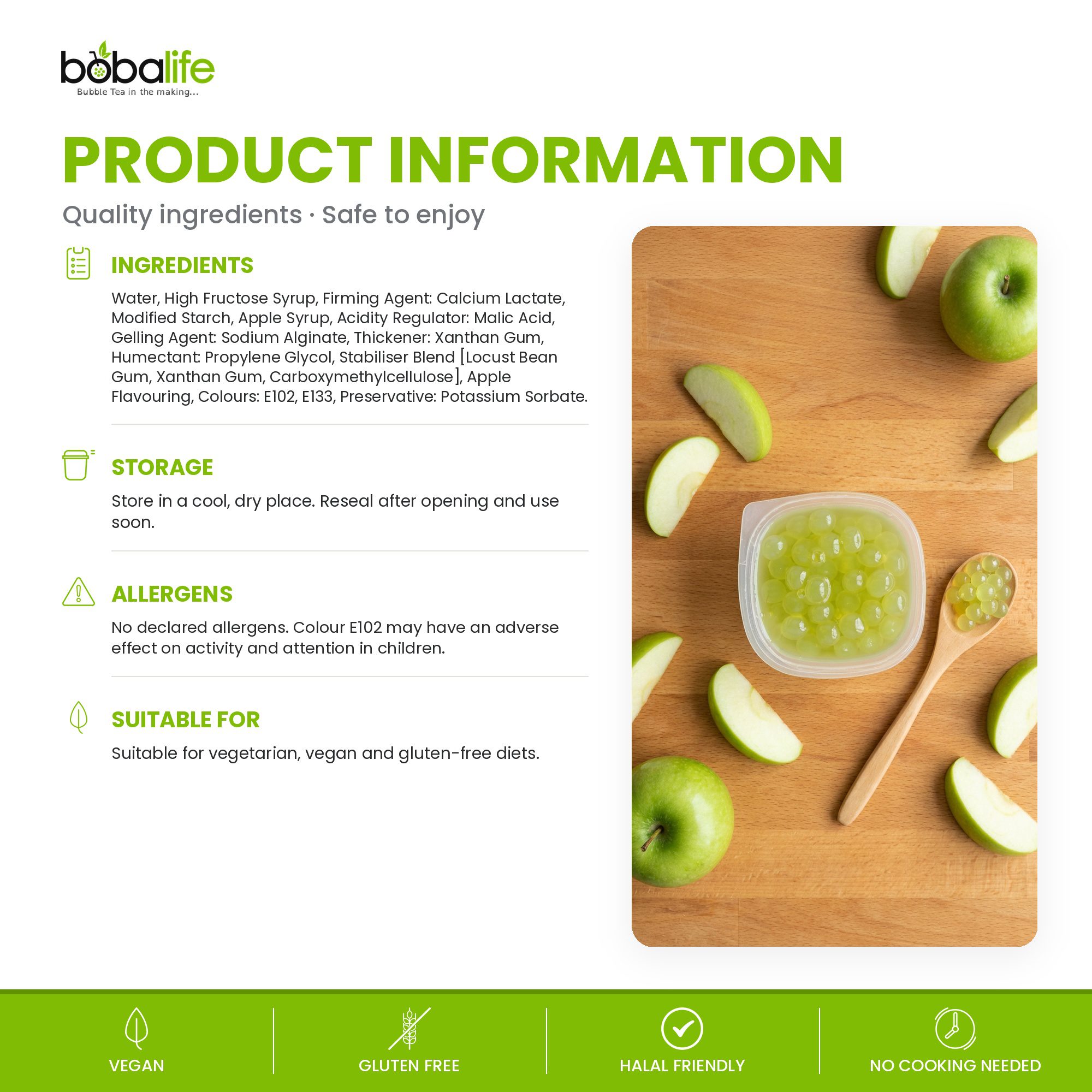 Green Apple Popping Boba (100g pot) - Image 6