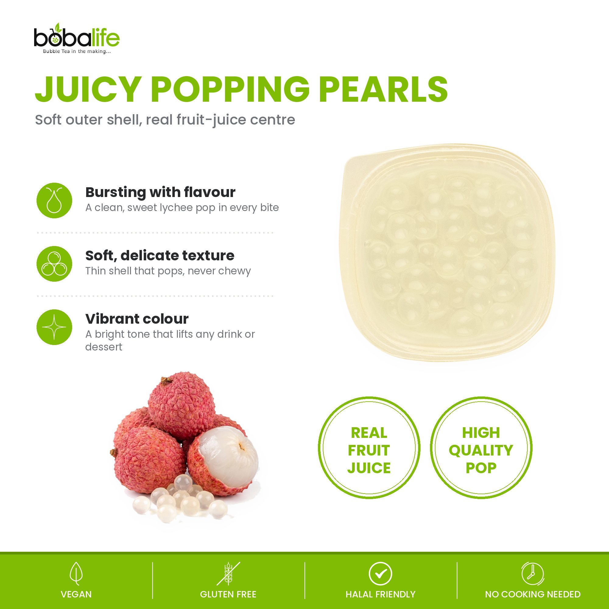 Lychee Popping Boba (100g pot) - Image 3