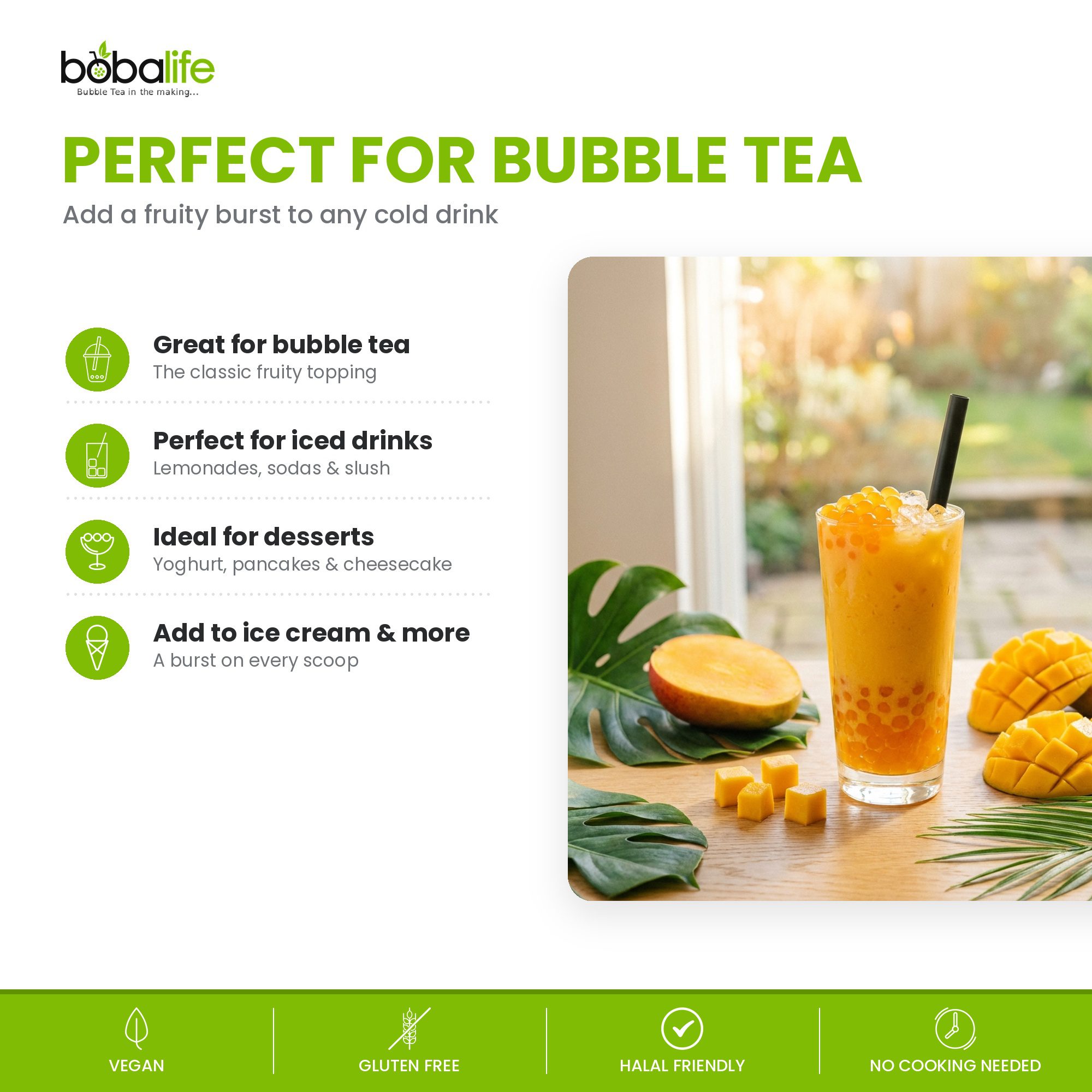 Mango Popping Boba (100g pot) - Image 4