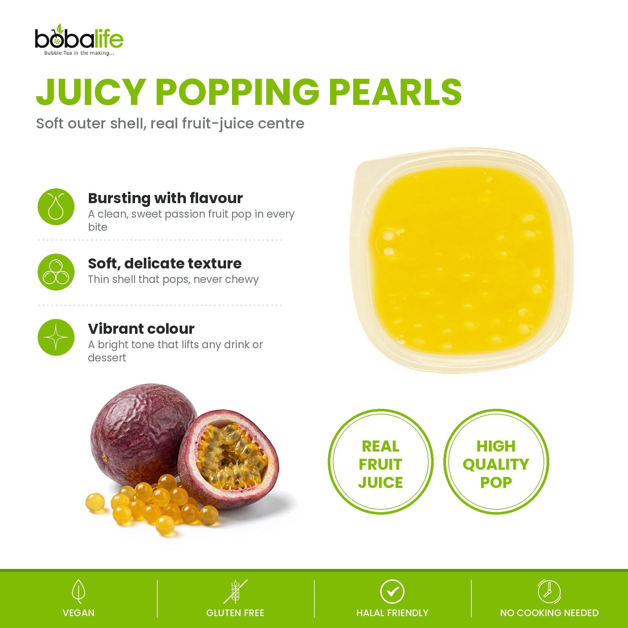 Passion Fruit Popping Boba (100g pot) - Image 3