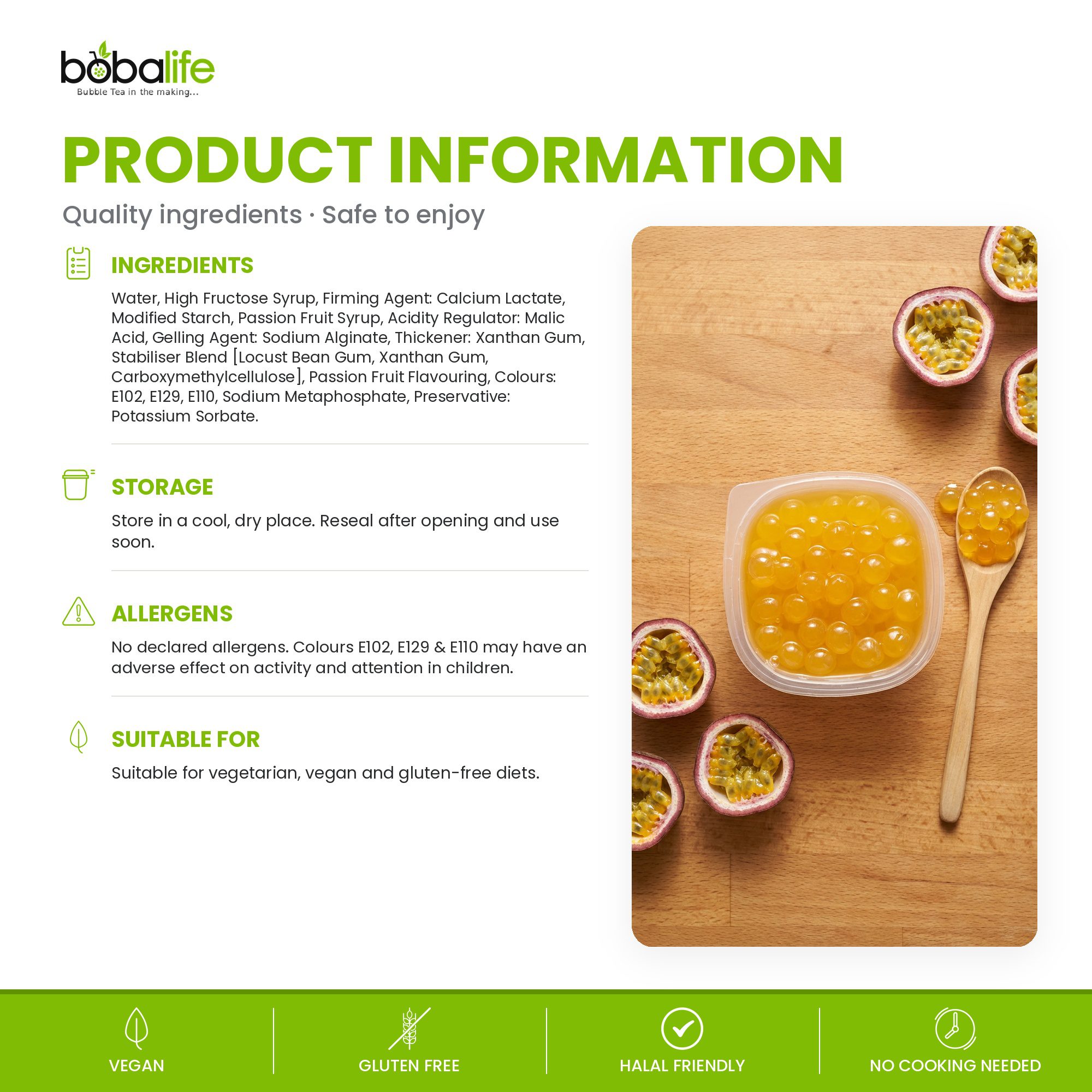 Passion Fruit Popping Boba (100g pot) - Image 6