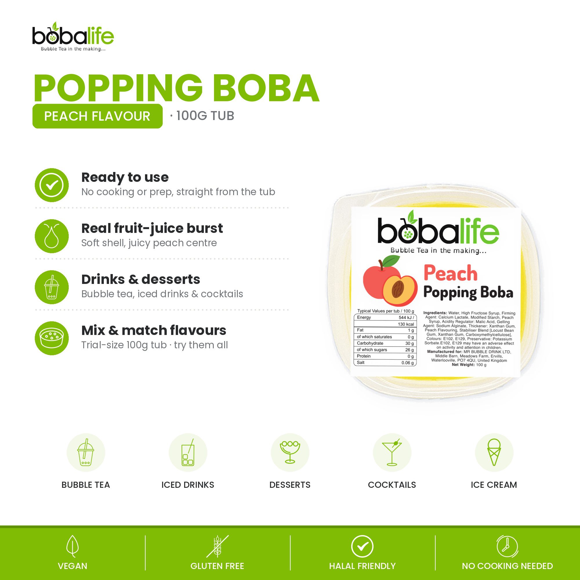 Peach Popping Boba (100g pot) - Image 2