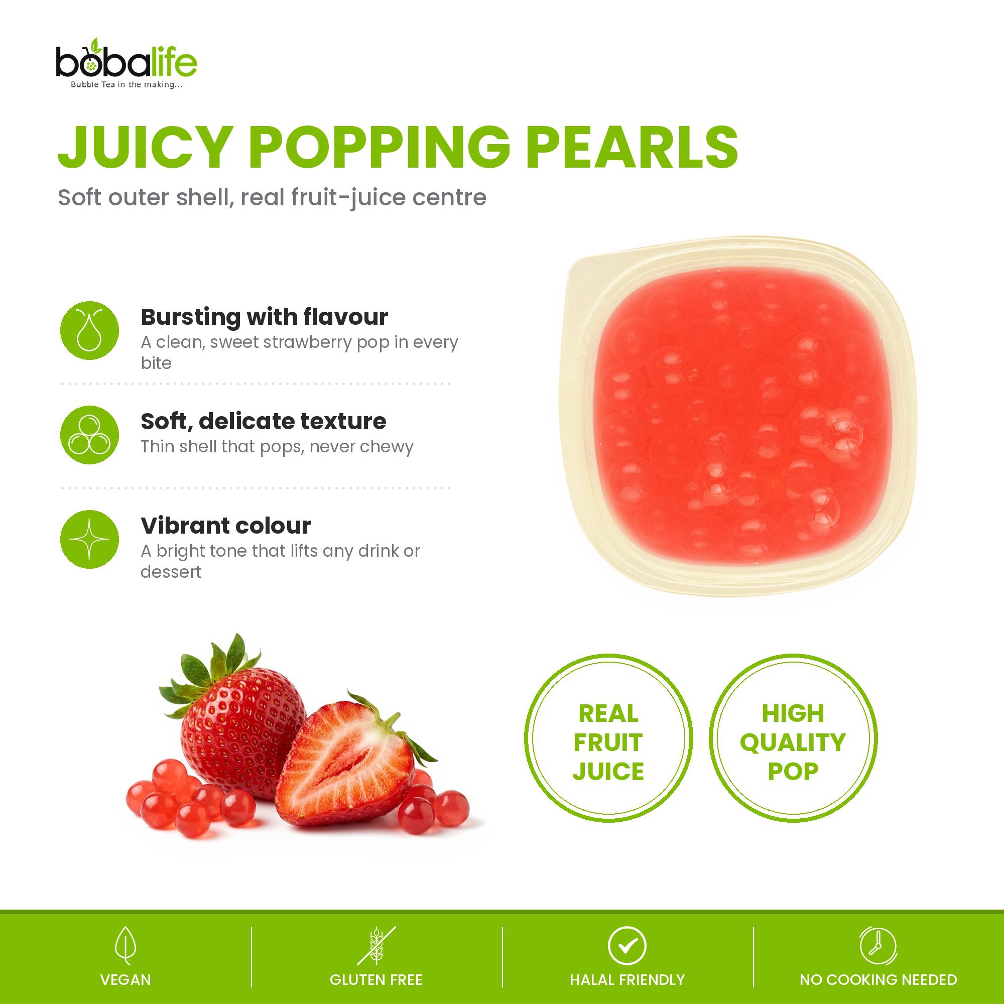 Strawberry Popping Boba (100g pot) - Image 3