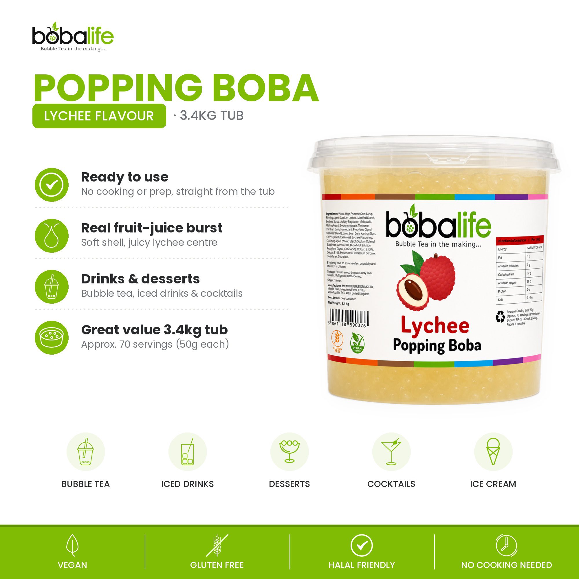 Lychee Popping Boba (3.4kg tub) - Image 2