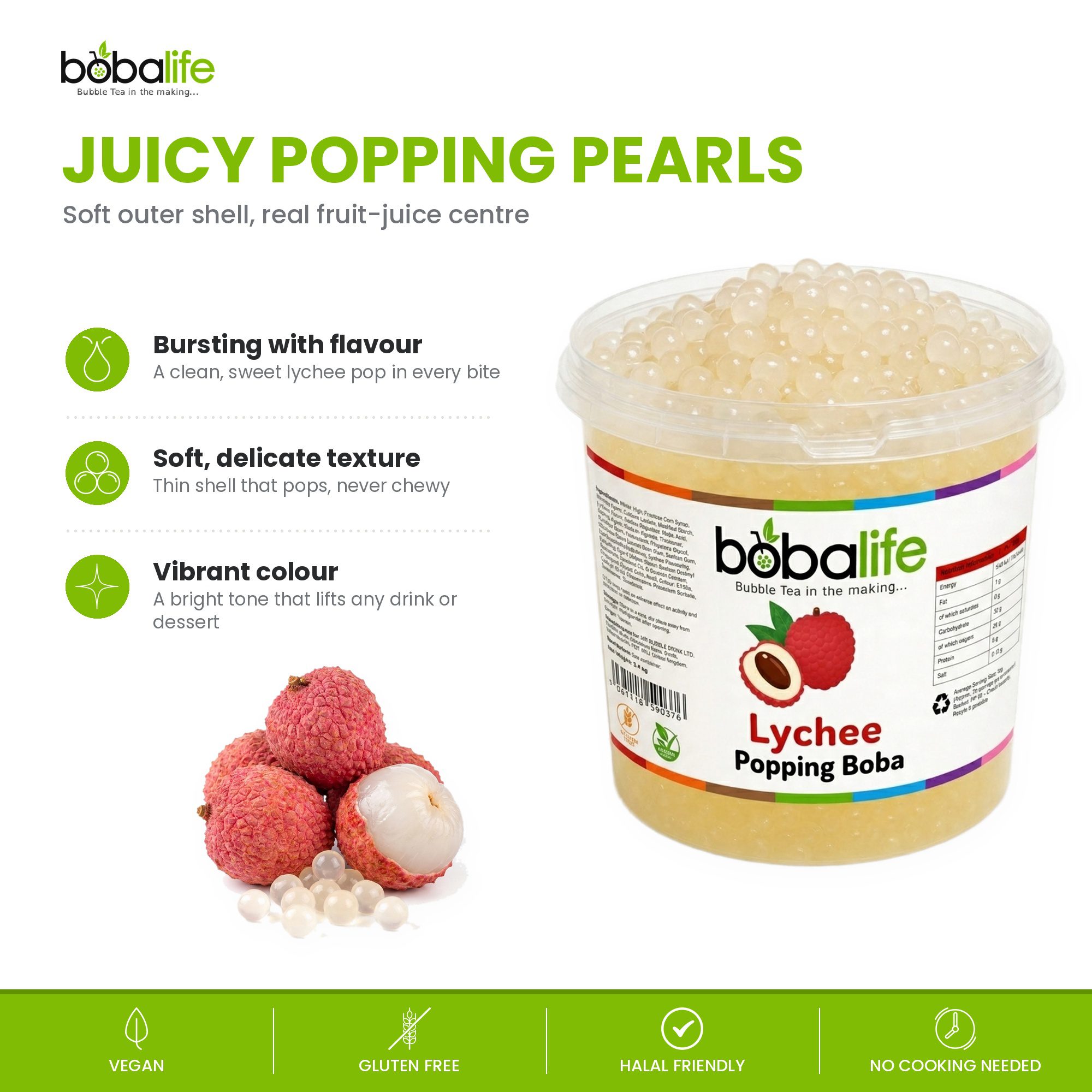 Lychee Popping Boba (3.4kg tub) - Image 3