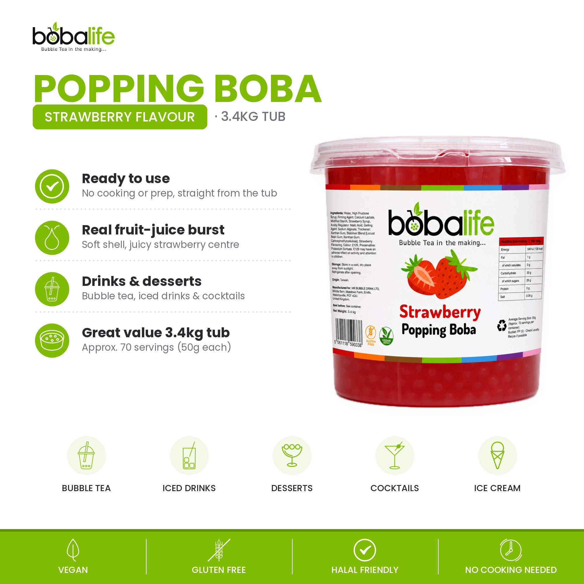 Strawberry Popping Boba (3.4kg tub) - Image 2
