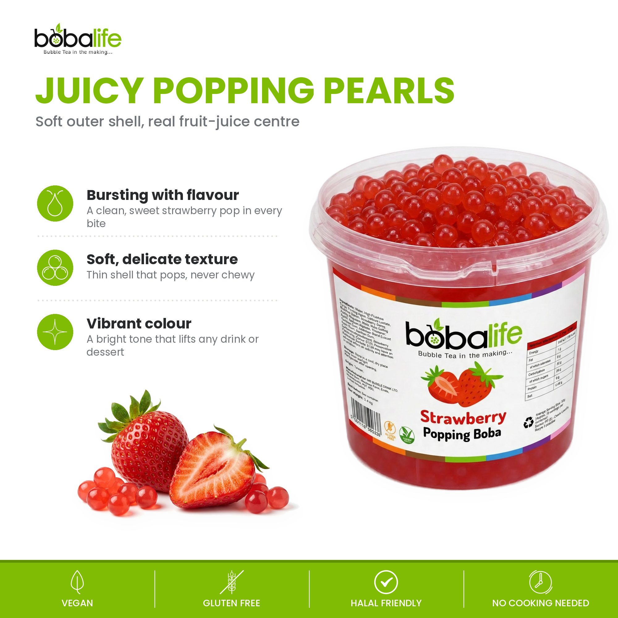 Strawberry Popping Boba (3.4kg tub) - Image 3