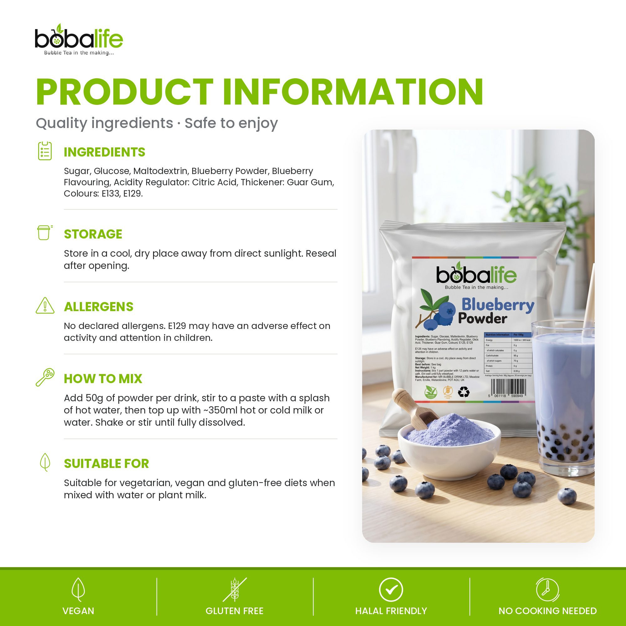 Blueberry Flavour Powder (1kg bag) - Image 6