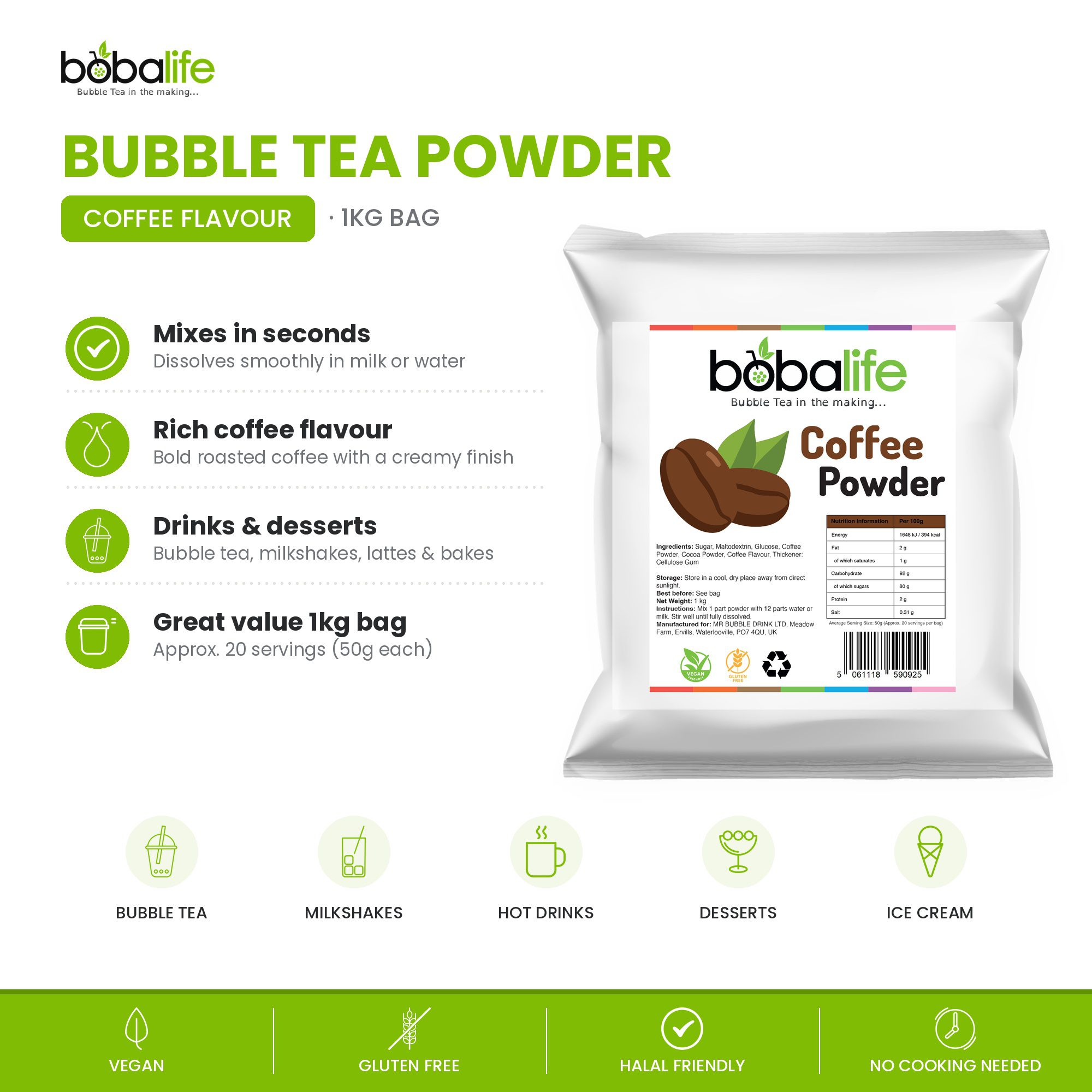 Coffee Flavour Powder (1kg bag) - Image 2