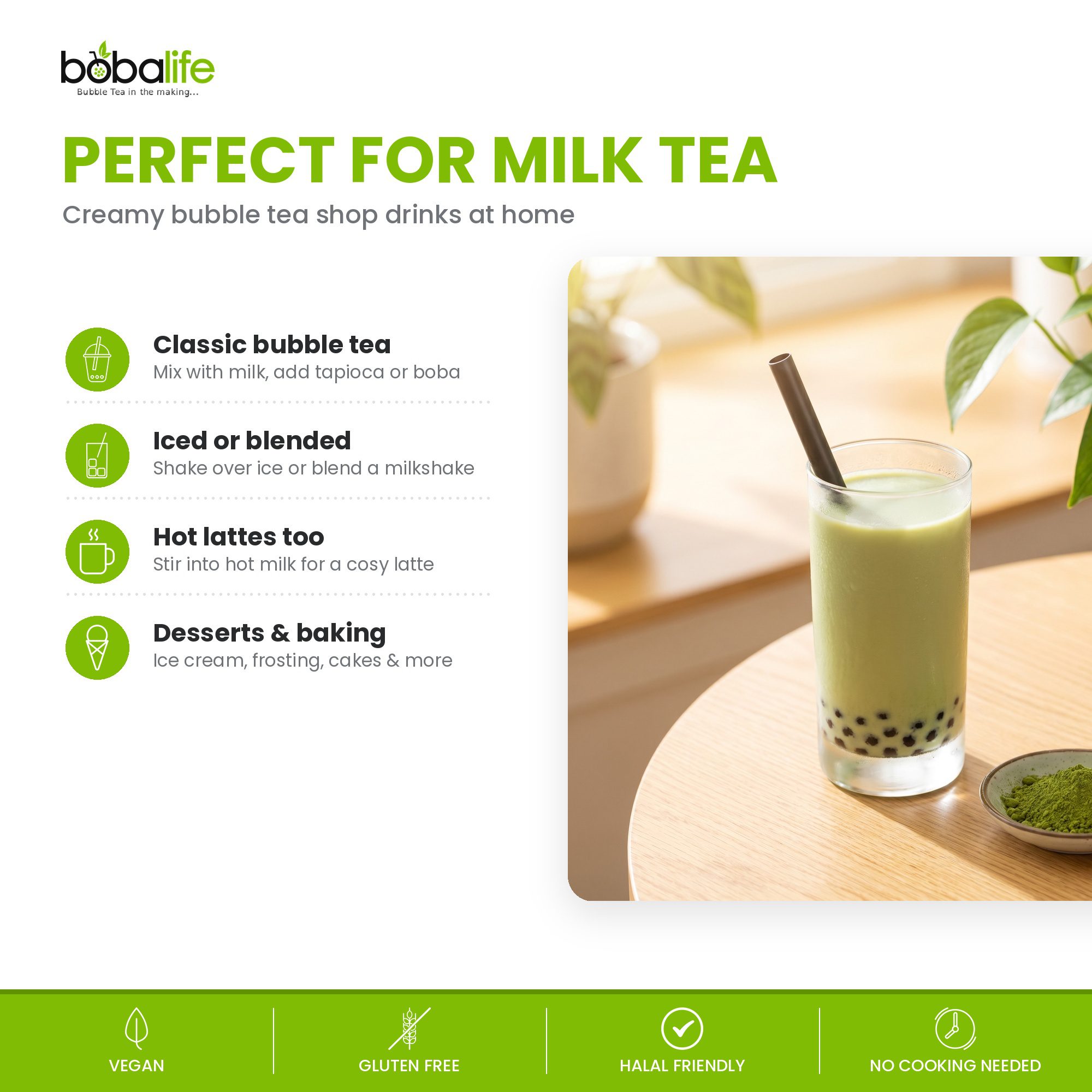 Matcha Flavour Powder (1kg bag) - Image 4