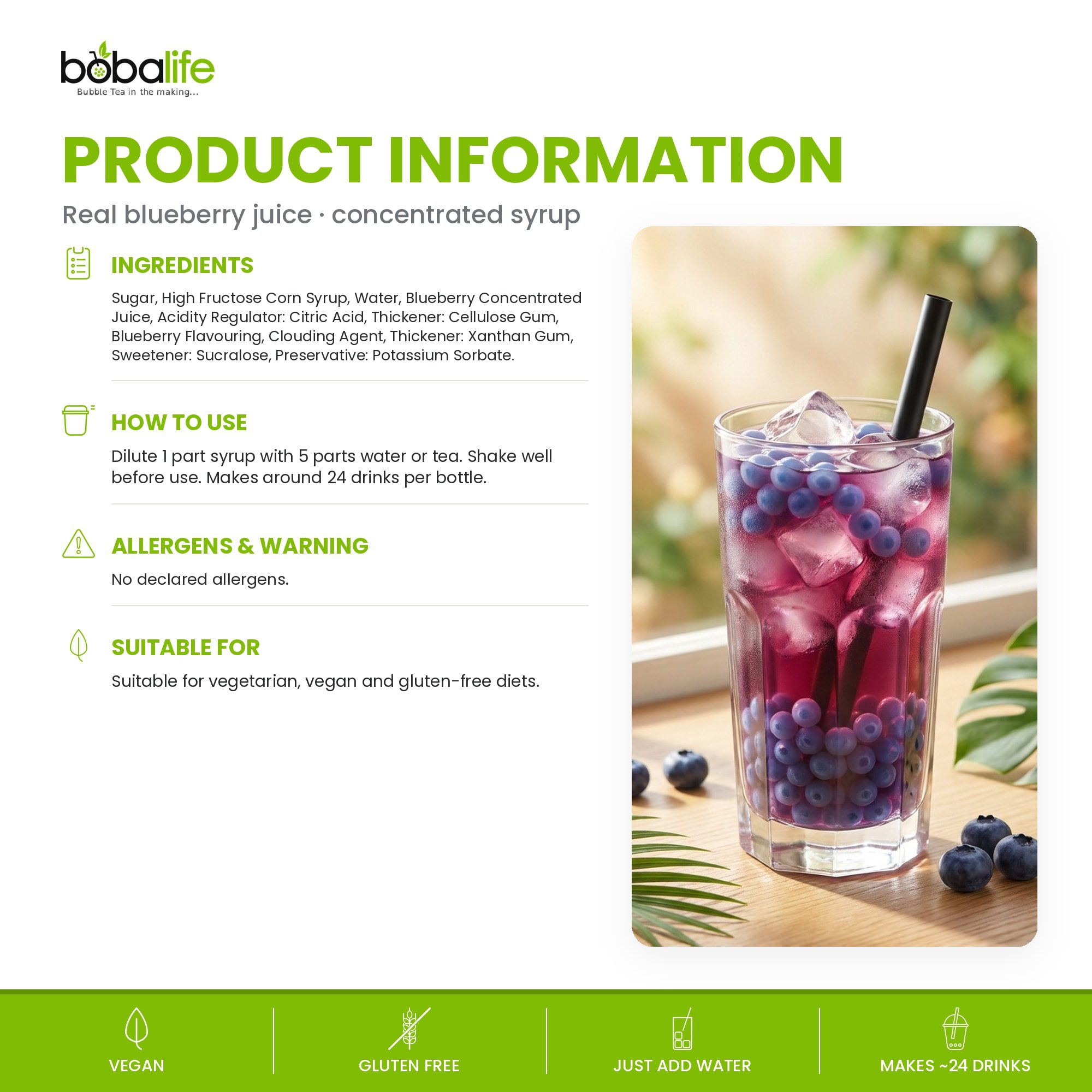Blueberry Flavoured Syrup (1.2kg bottle) - Image 6