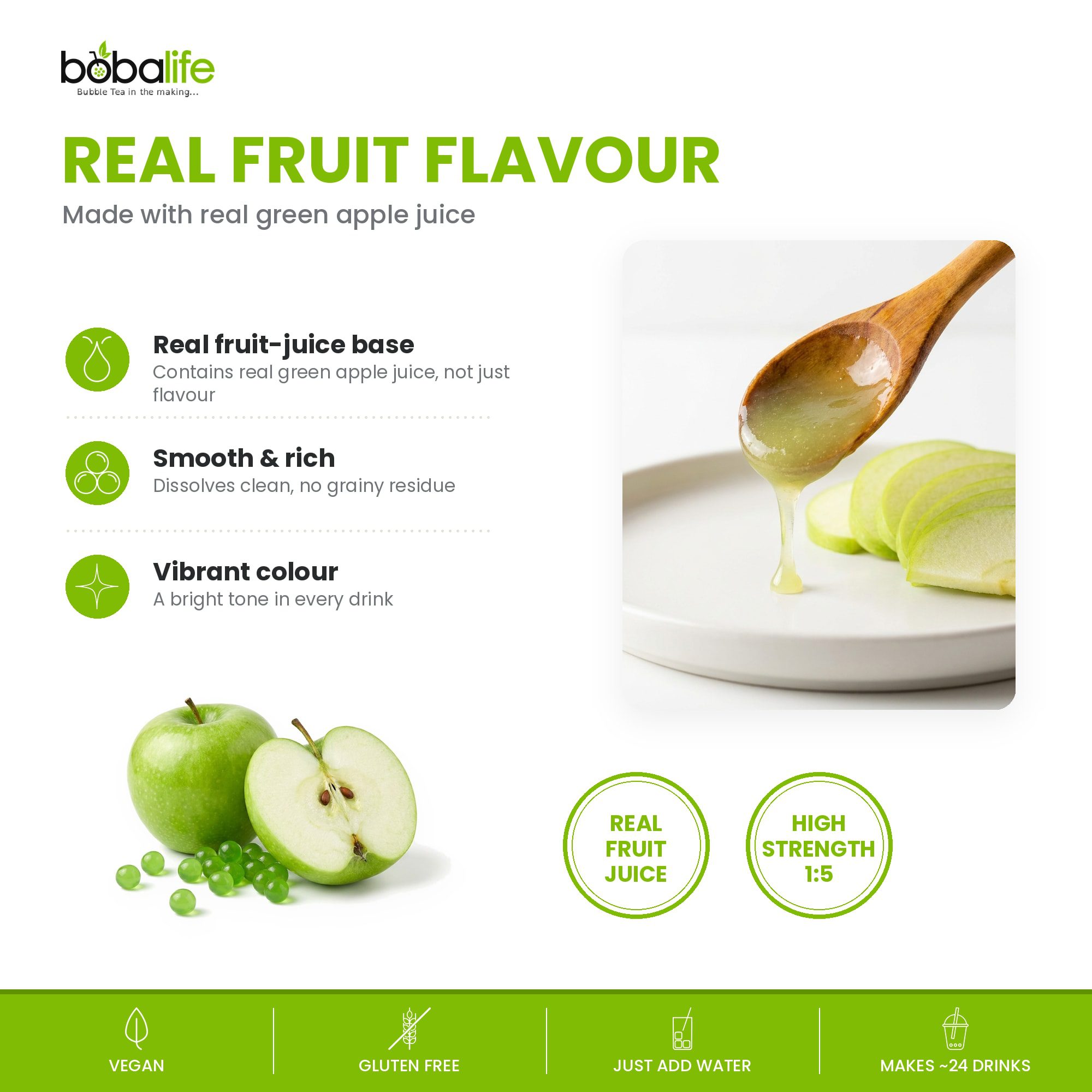 Green Apple Flavoured Syrup (1.2kg bottle) - Image 3