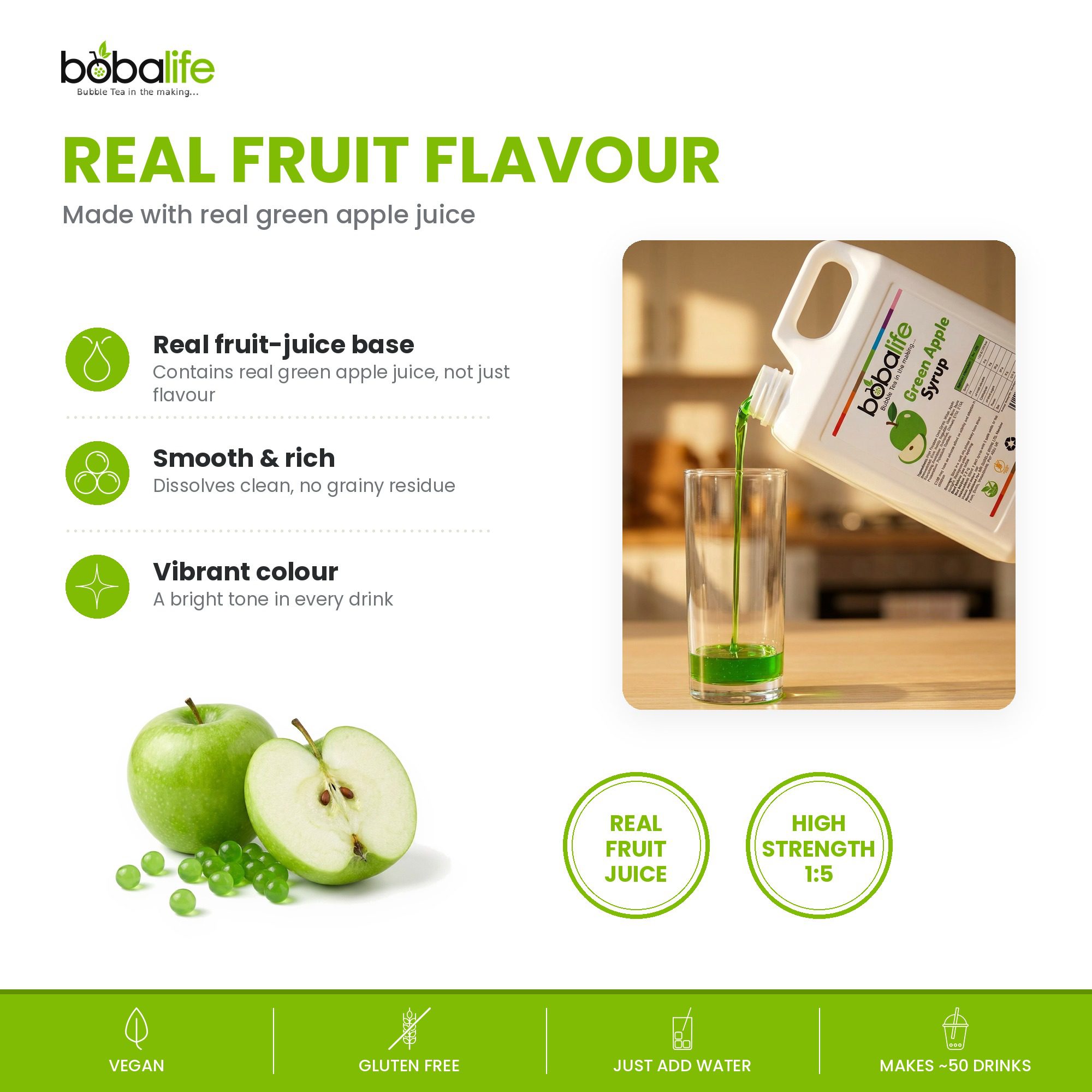 Green Apple Flavoured Syrup (2.5kg bottle) - Image 3