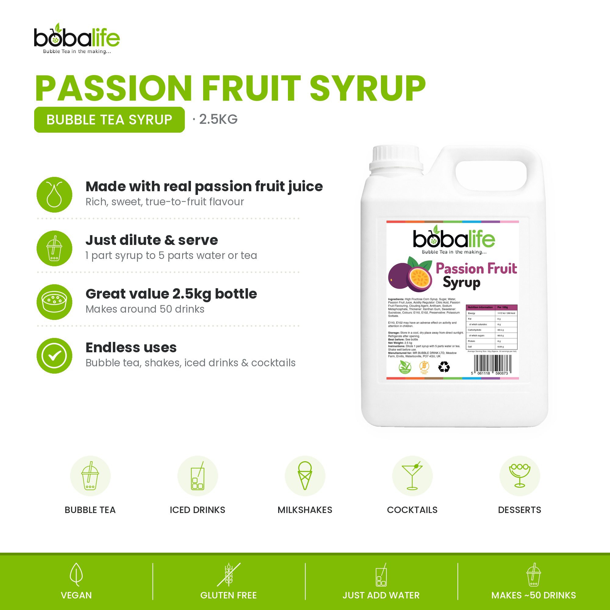 Passion Fruit Flavoured Syrup (2.5kg bottle) - Image 2