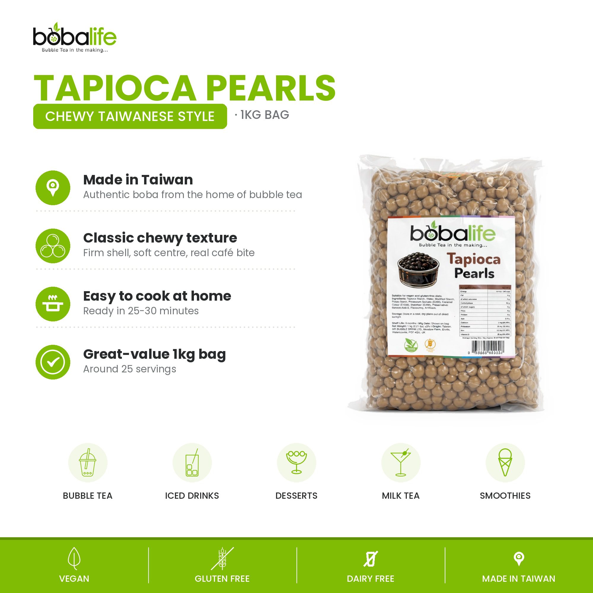 Tapioca Pearls (1kg bag) - Image 2
