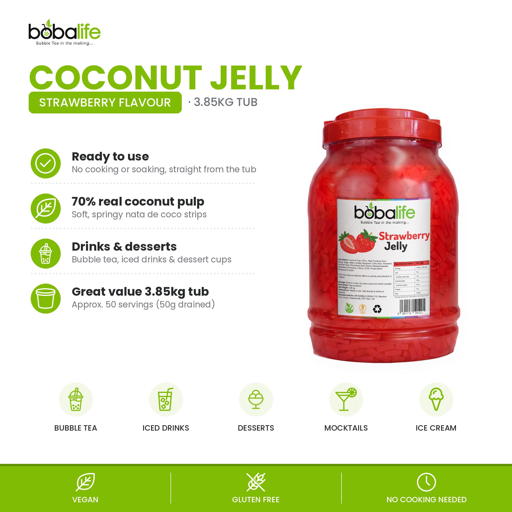 Strawberry Coconut Jelly (3.85kg tub) - Image 2