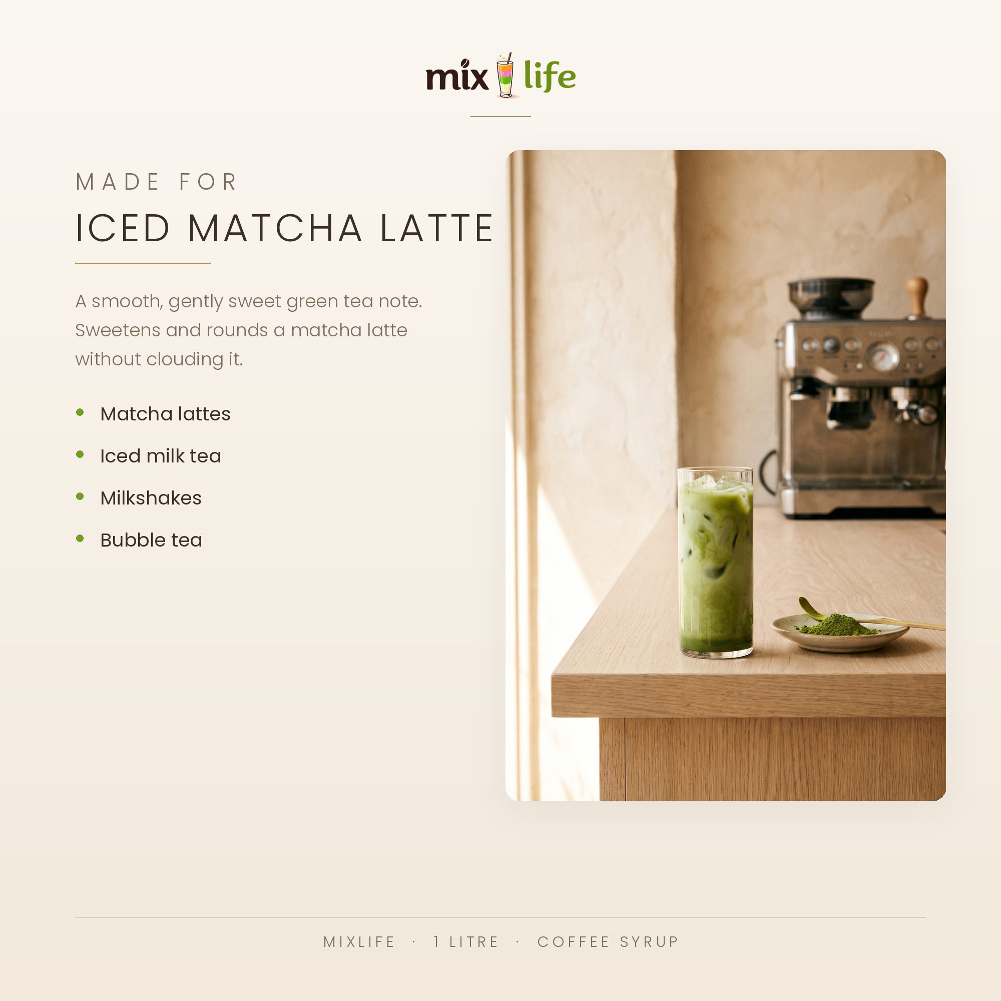 Mixlife Matcha Syrup 1 Litre - Image 4