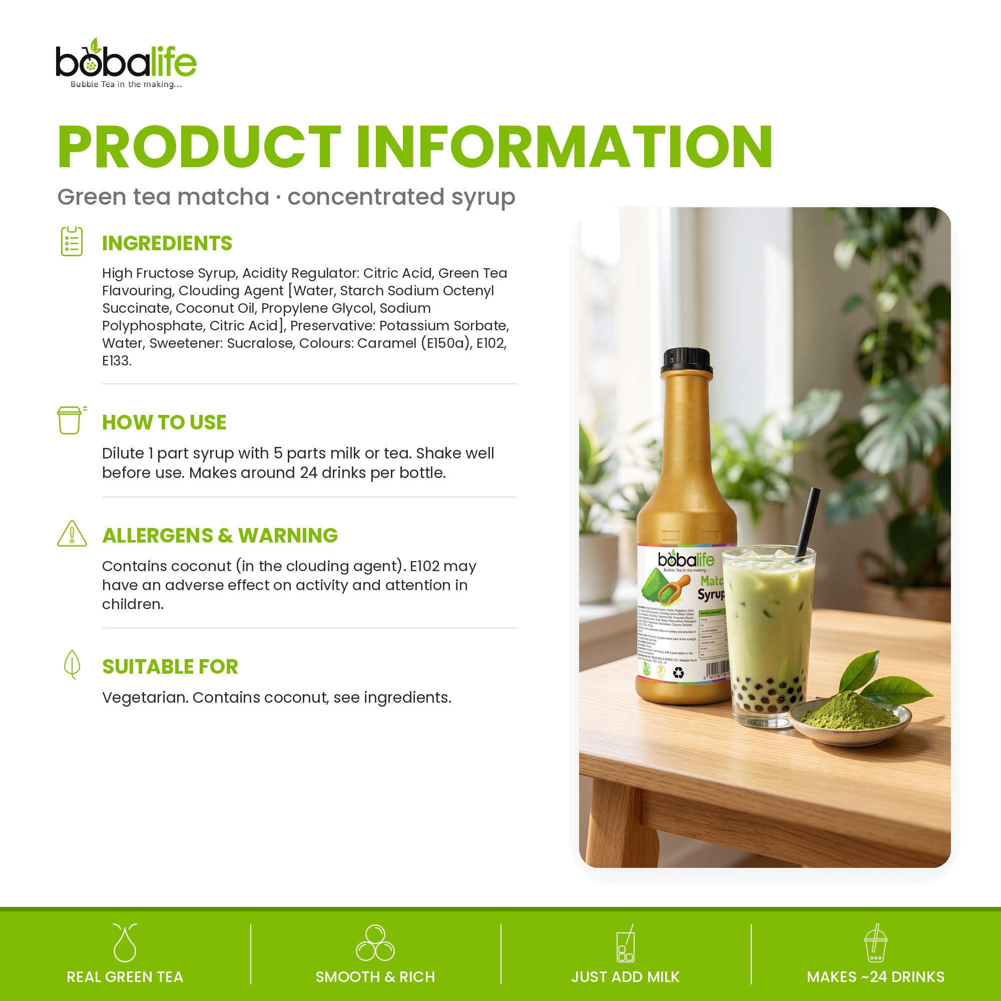 Matcha Flavoured Syrup (1.2kg bottle) - Image 6