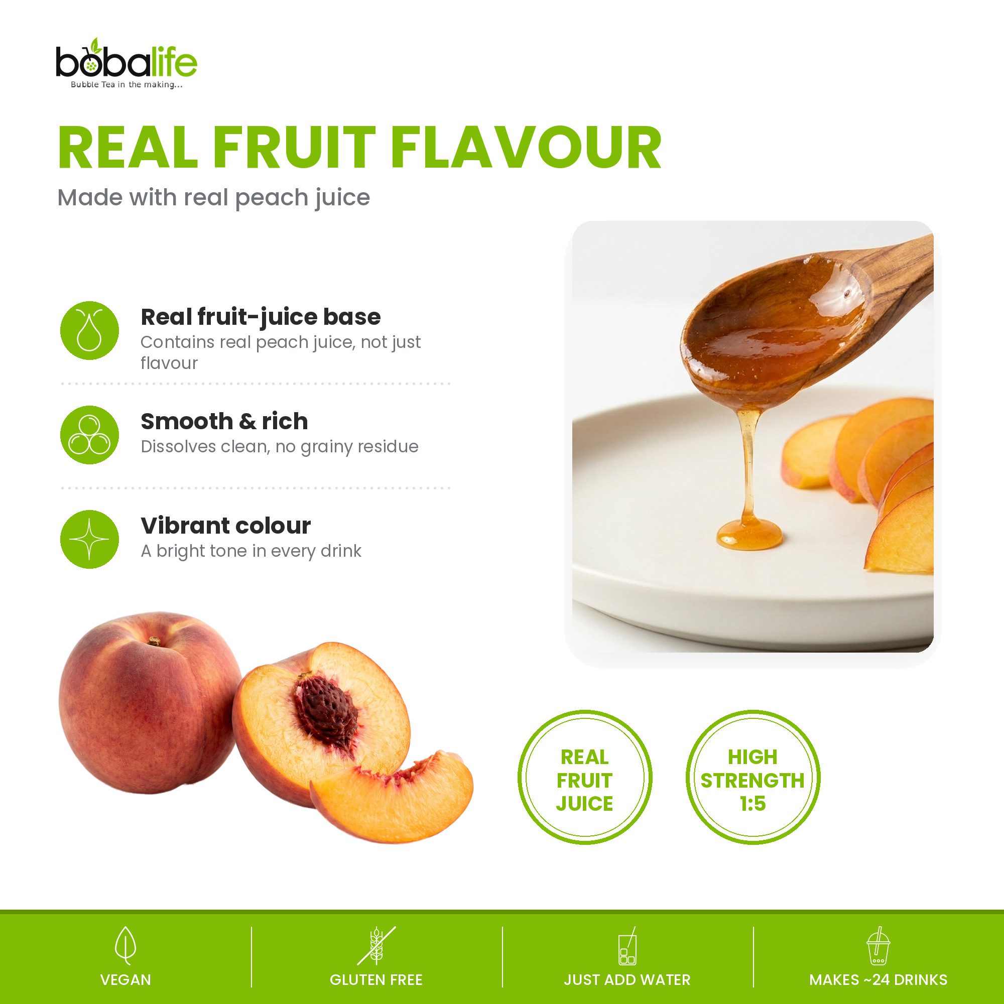 Peach Flavoured Syrup (1.2kg bottle) - Image 3