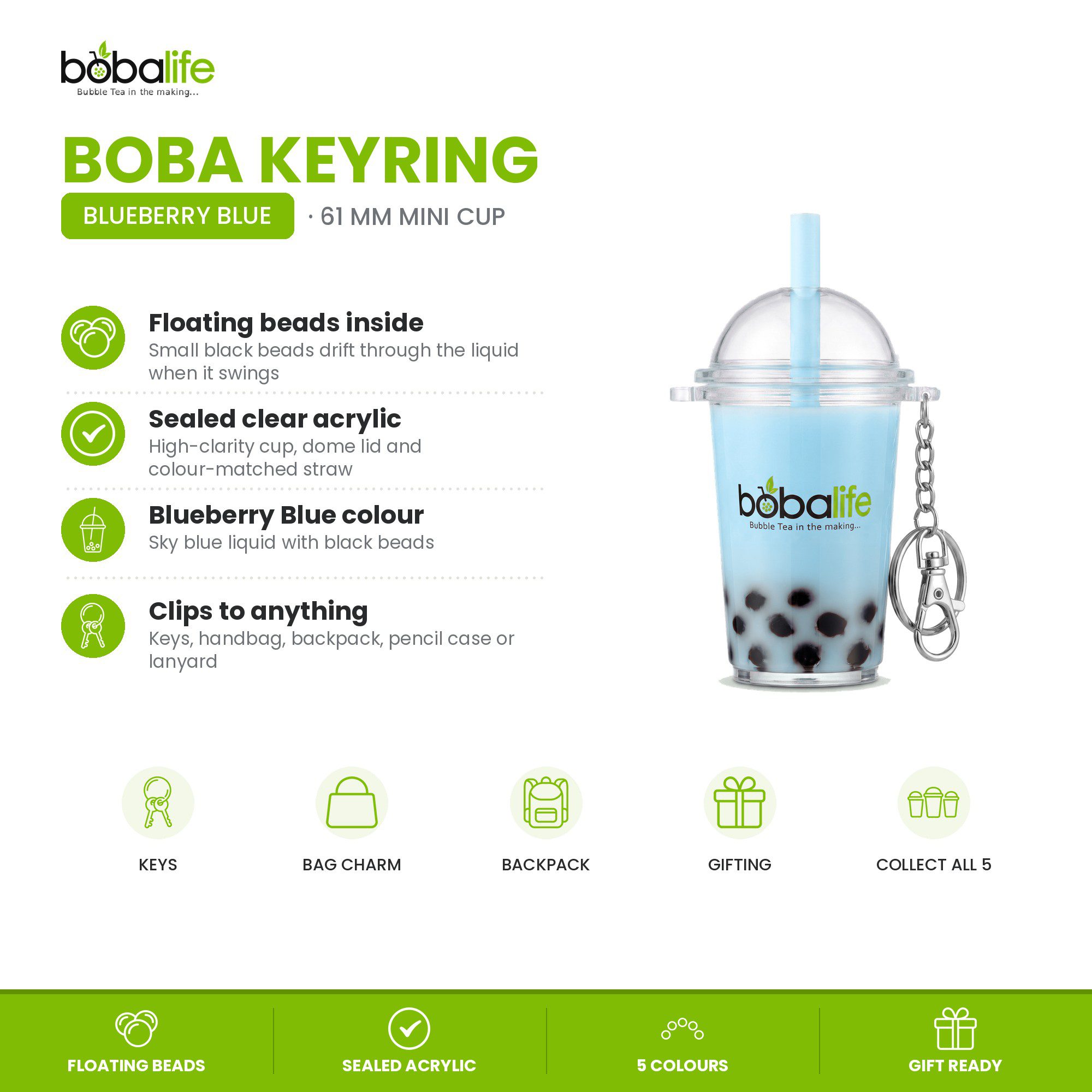 Boba Keyring (Blueberry Blue) - Image 2