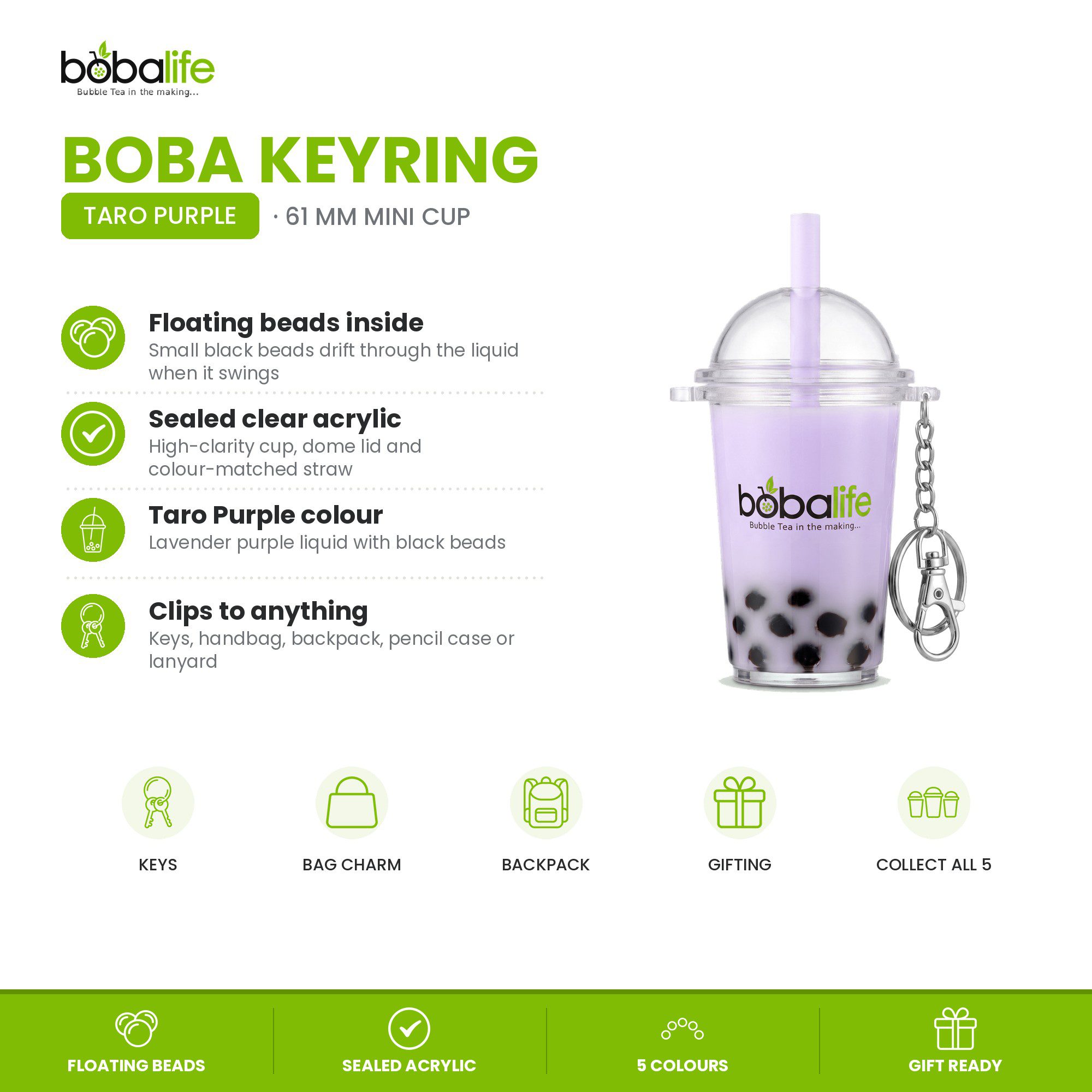 Boba Keyring (Taro Purple) - Image 2