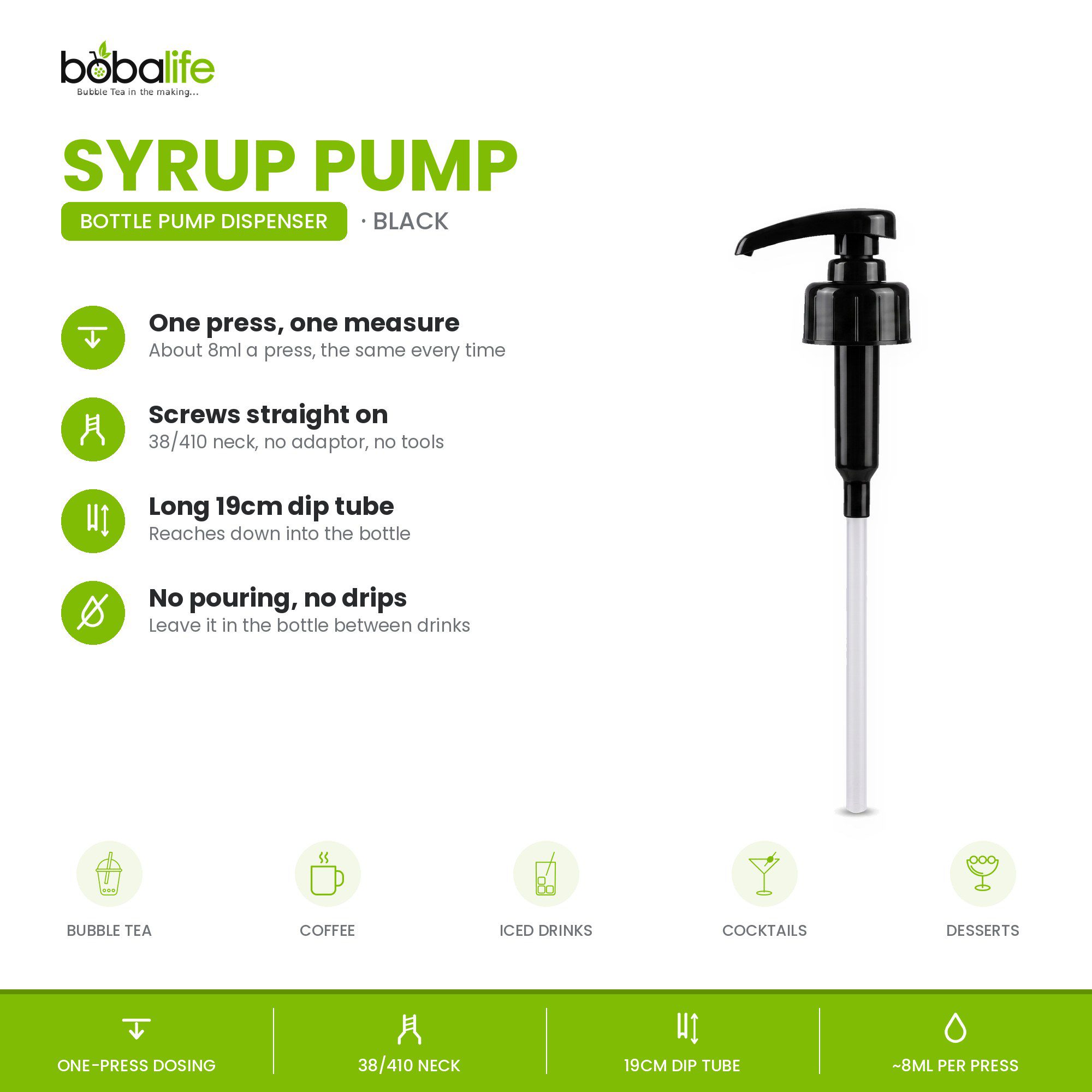 Syrup Pump Dispenser (Black) - Image 2