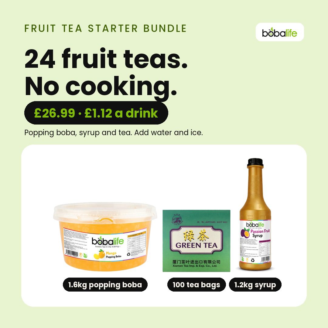 The Fruit Tea Starter Bundle, Mango + Passion Fruit, about 24 fruit teas